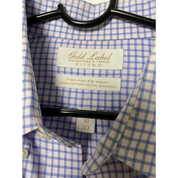Gold Label Roundtree & Yorke Non-Iron Performance 16/33  100% Cotton Check Shirt - Picture 10 of 14